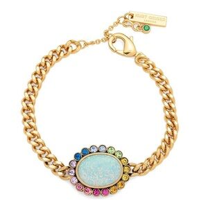 Kurt Geiger Gold Chain Bracelet with Opal Center and Multicolor Stones